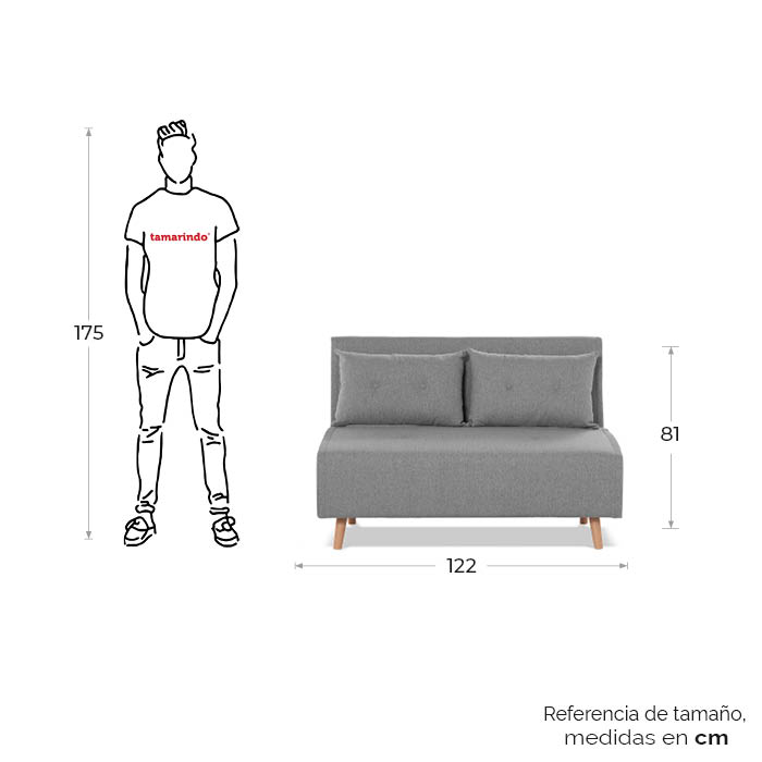 Futon Tela Gris Claro Satek | Sofá Cama y Futones | salas